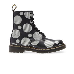 Dr. Martens 1460 Black White Polka Dot Leather Lace Up Combat Boot Size US 5 NIB